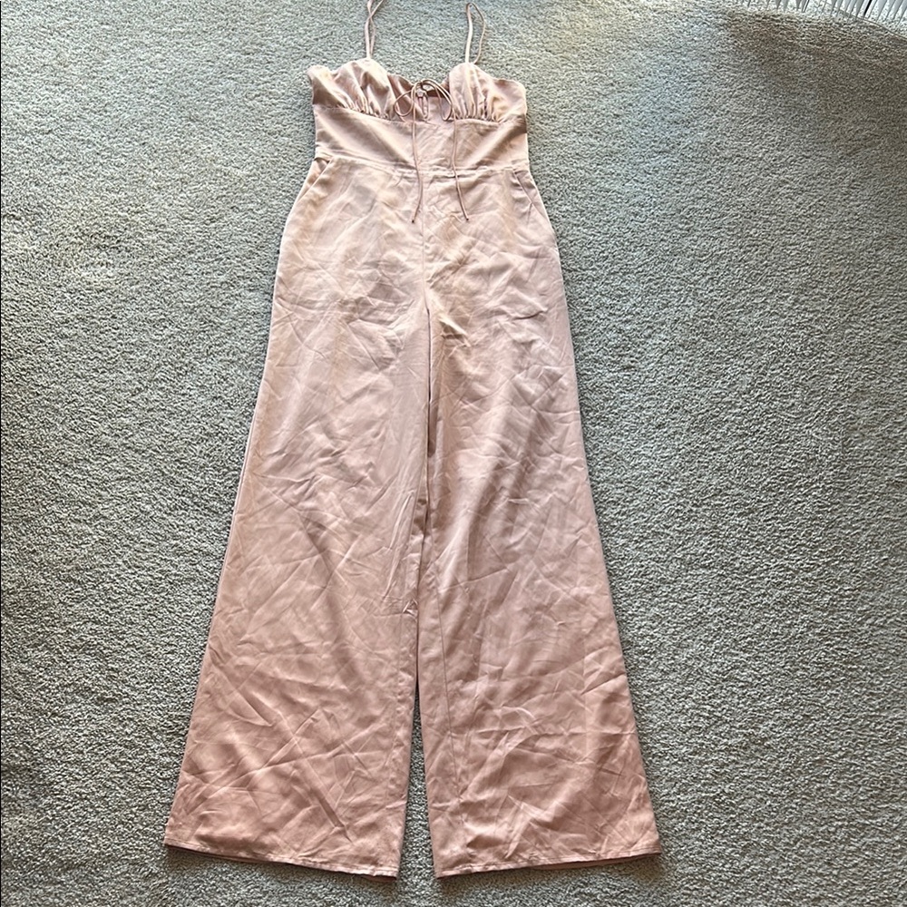 CAMILA COELHO Spaghetti‎ Strap Jumpsuit with Bow and Key Hole Detail